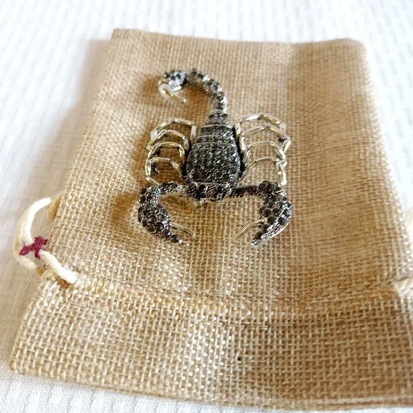 Black Rhinestone Scorpion Pin Broach - Picture 4 of 5